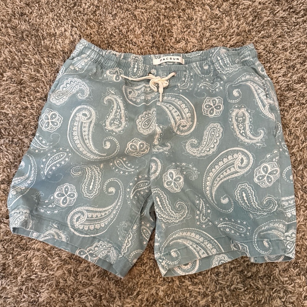 PacSun Men’s Paisley Volley Shorts Blue Green Size S
